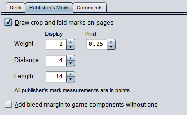 the Publisher's Marks tab