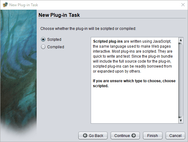 New Plug-in dialog page 3