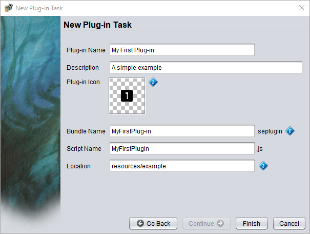 New Plug-in dialog page 4