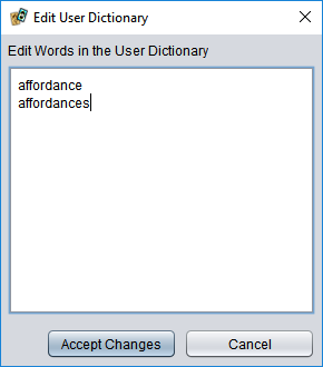 the personal dictionary dialog