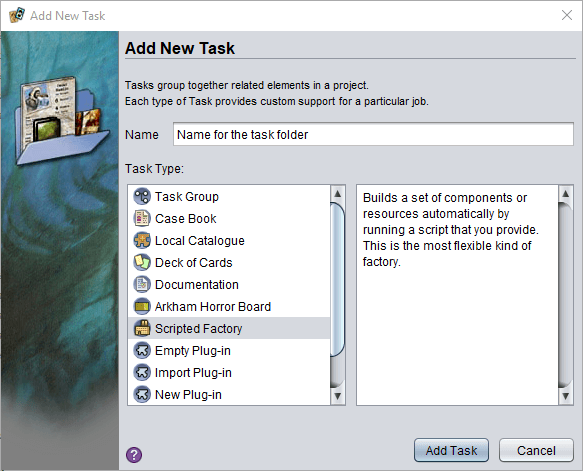 the Add New Task dialog